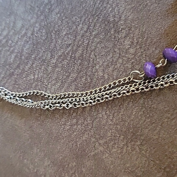 3/$30 PURPLE Beaded Layered Chain Necklace - Picture 4 of 9